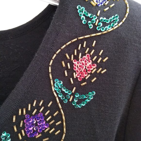 Beaded Christmas Dress!! Liz Claiborne Petite, Vintage (early 90s) - Size XS - Picture 9 of 16